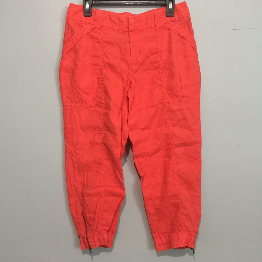 Calvin Klein chelsea orange linen pants size 8